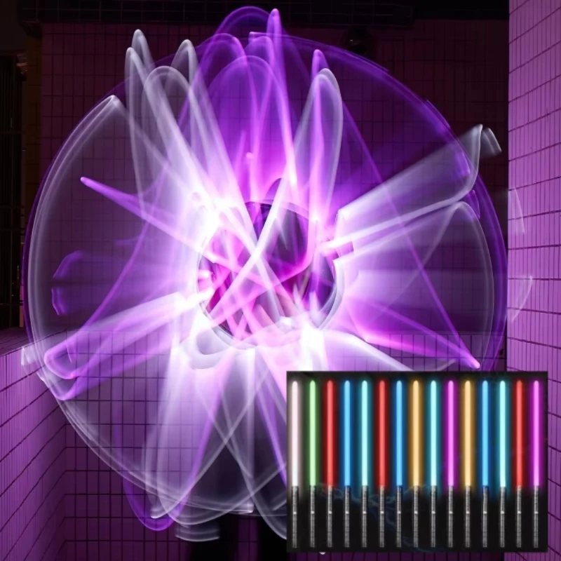 REikirc Música Sabre de luz personalizado 2 em 1 Sabre de luz Espada laser de metal de 15 cores Brinquedo recarregável Espadas brilhantes para festa