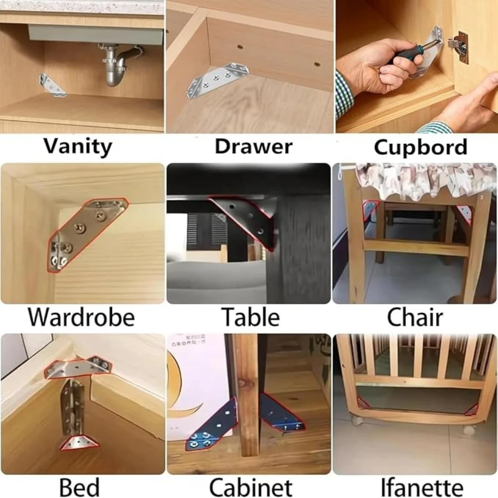 1-120 مجموعة الأثاث ركن موصل الفولاذ المقاوم للصدأ زاوية رمز لخزانة زاوية الرف دعم مجموعات دعامة ثابتة مع المسمار #6