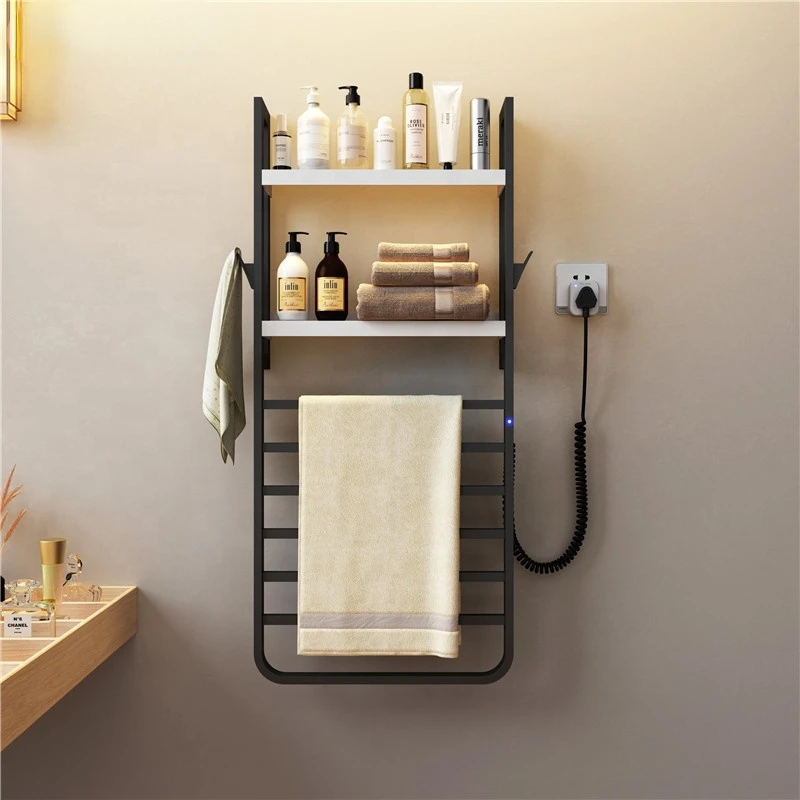 

bathroom stainless steel electrothermal towel dryer rail w shelf smart home wall mounted electric heated dryer towel warmer rack