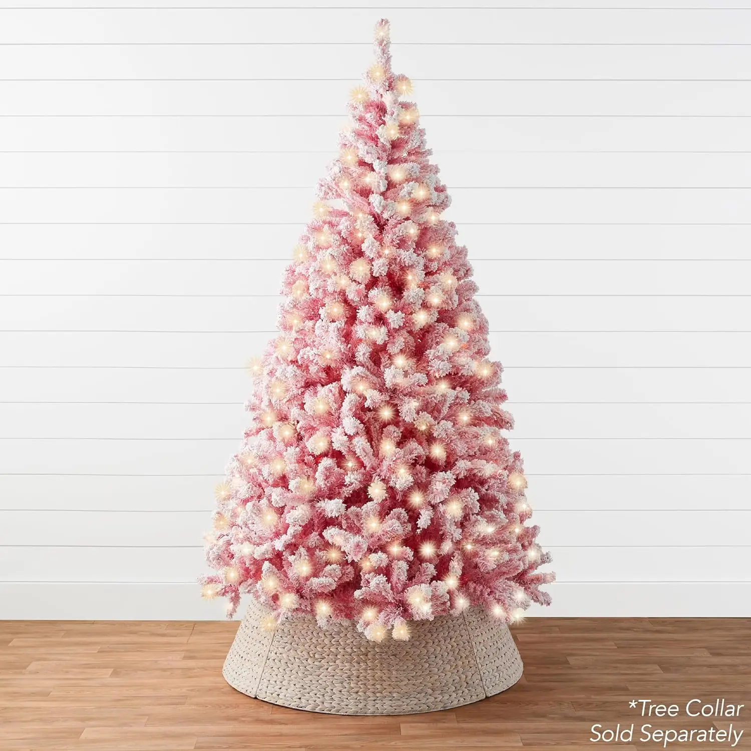 Best Choice Products 7.5Ft Pre-Lit Pink Christmas Tree, Artificial Snow Flocked Full Fir Tree, Holiday Decoration W/ 550