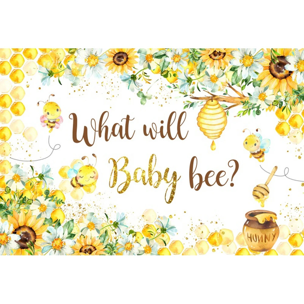 Sweet Little Bee Baby One Birthday Backdrop for Photography Flower Baby Shower Party Decor Background Photocall For Photo Studio