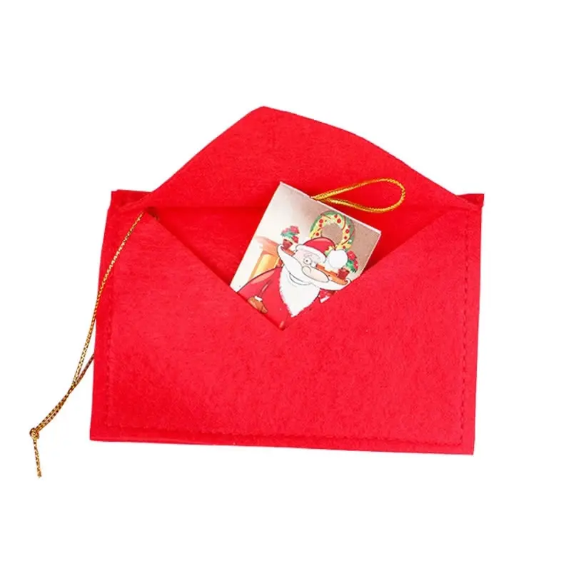 Christmas Xmas Tree Envelope Non-woven Fabric Santa Hanging Card Holder Gift Bag Decoration