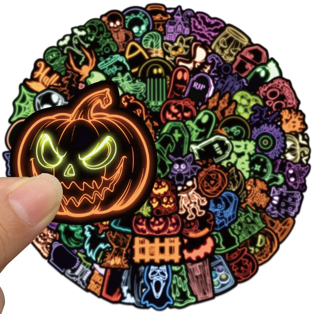 

10/30/50/100PCS Popular Horror Halloween Neon Series Sticker DIY Snowboard Laptop Luggage Cartoon Graffiti Decals Sticker