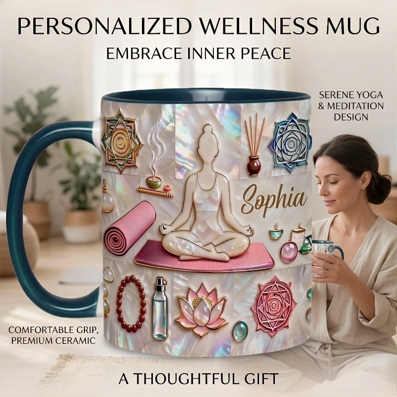 

Personalized Peace Love Yoga Mug Novelty Yoga-Themed Printed Cup Ideal Gift for Yoga Instructor Enthusiasts