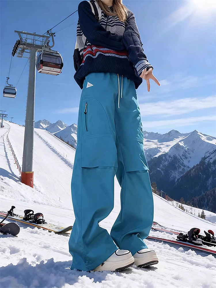 

Утепленные зимние брюки для активного отдыха, мужские американские прямые брюки-карго для походов и катания на лыжах, с отворотами, для парашютистов, с прямым кроем, Ela...