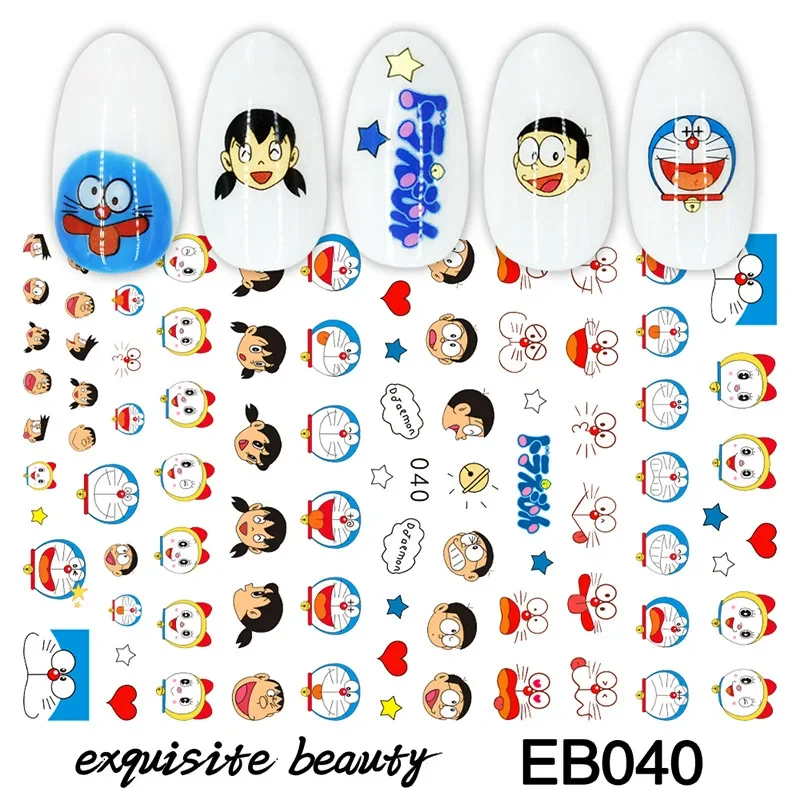 Blue Cat Anime Nail Stickers adesivi creativi per unghie Blue Yellow Nails Art trasparente Nail Art forniture per unghie autoadesive