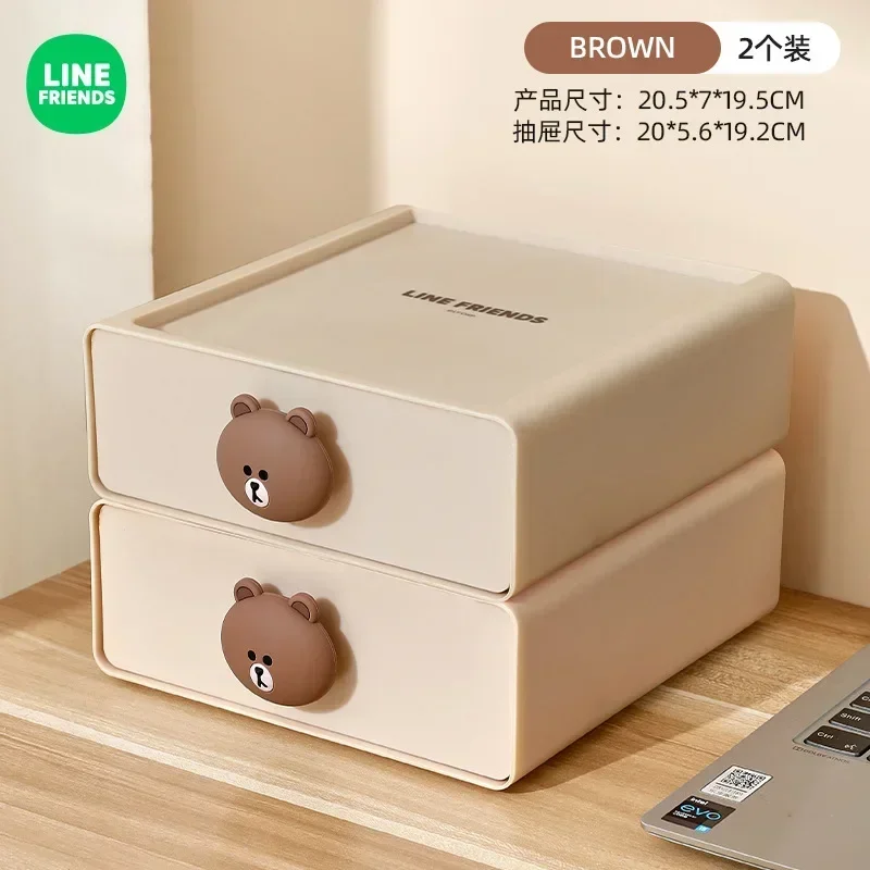 Plastic Bruine Cartoon Desktop Opbergdoos Sally Cony Woninginrichting Bureau Organizer Lade Opbergdoos Stapelbare Lijn Vrienden