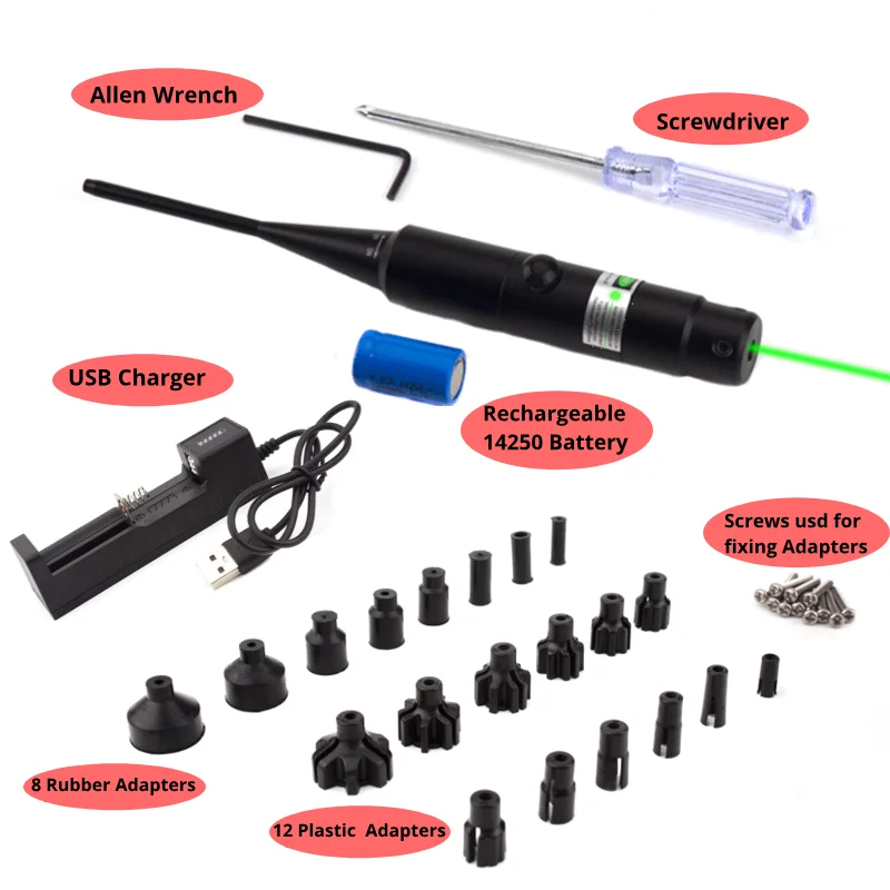 Universal Laser Bore Sight Kit .177 .22 to.64 Rifle Collimator Boresighter Laser Pointer Collimator Sight