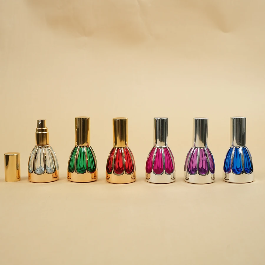 High-end, Exquisite Hot-Stamped 10ml Cross-Border Perfume Bottles: Gold and Silver Electroplated UV-Coated Press-Pump Spray Bott