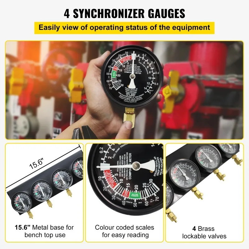 Fuel Vacuum Carburetor Synchronizer Carb Tools sync 4 Gauge Set with Rubber Hose Vacuum Balancer Meter Kit Motorcycle view 3