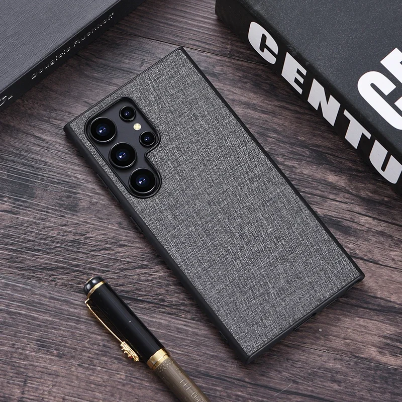 Etui z wzorem tkaniny do Samsung Galaxy S24 S23 S22 S21 S20 FE Note 20 Ultra 10 Plus Wool Plain Silicone Back Cover Funda