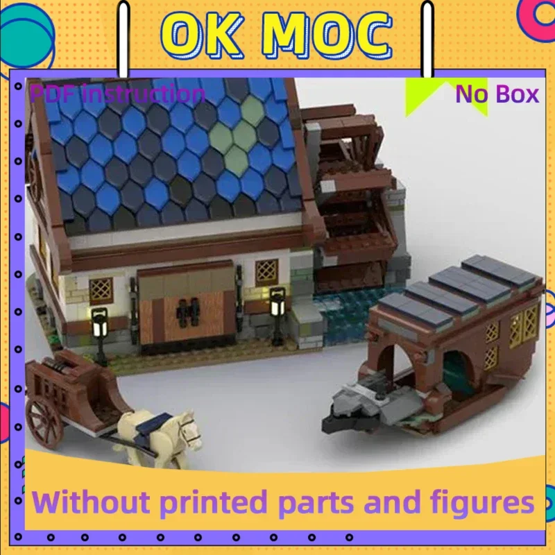 

Moc Building Bricks Medieval Street View Model Medieval Watermill Technology Modular Blocks Gift Christmas Toy DIY Sets Assembly