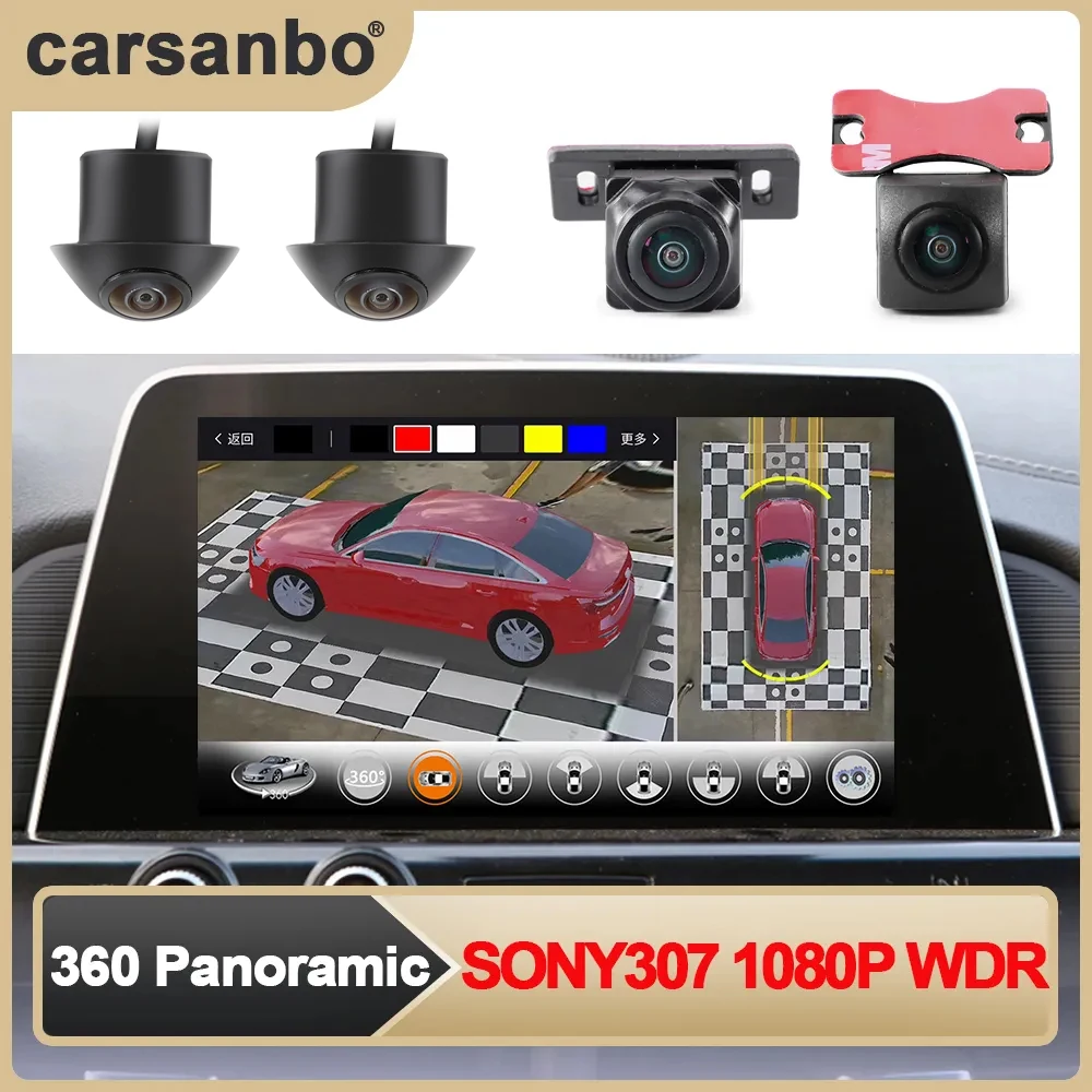 Carsanbo 360 degrees Panoramic All Around View Camera Car Bird\'s Eye View System Parking Monitor 1080P Sony 307 WDR Universal