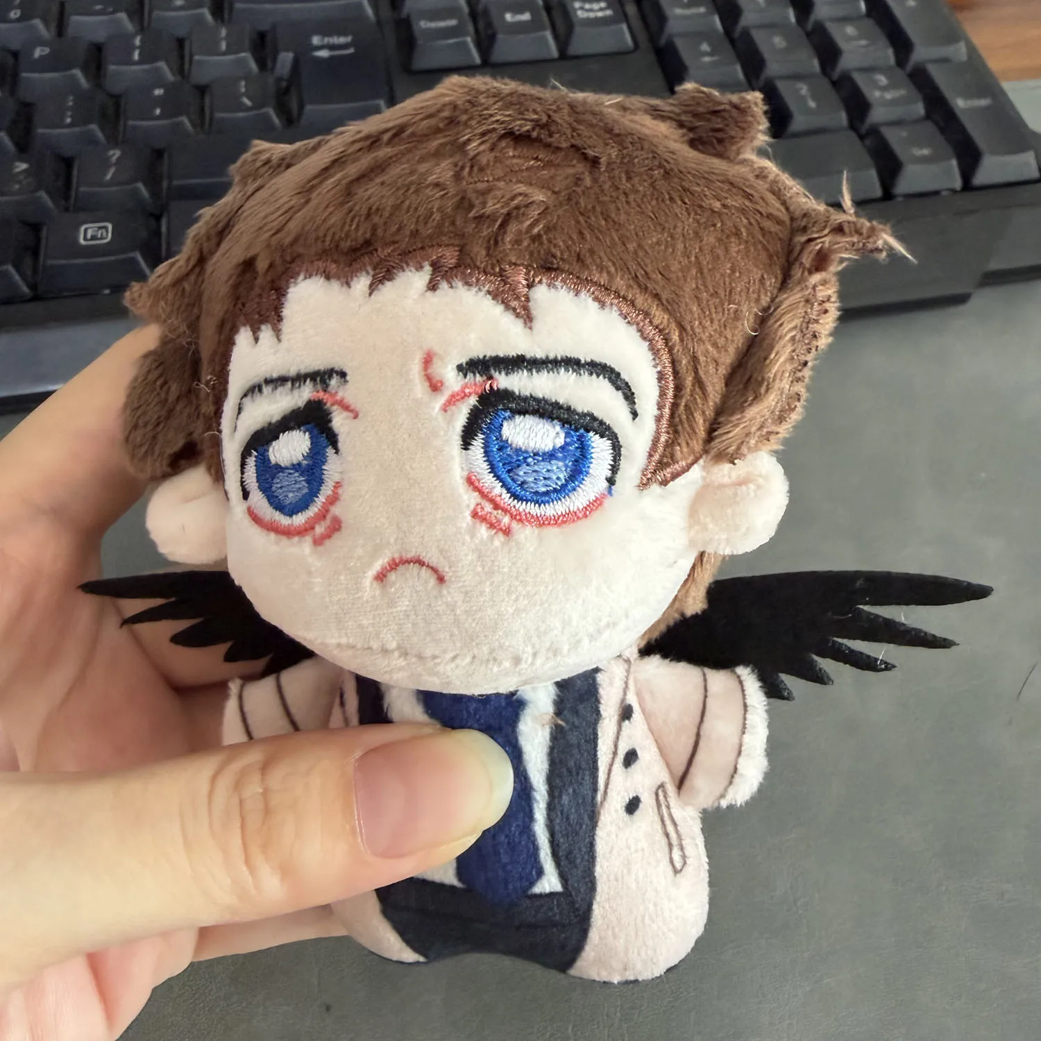 

10cm Stuffed Supernatural Castiel With Wing Plushie Anime SPN Cass Plush Doll Toys Cas Cos Keychain Pendant Figure Xmas Gifts