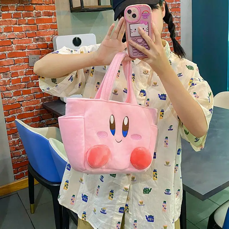 Kirby bolsa de ombro anime fofa doce meninas moda boneca de pelúcia bolsa de armazenamento de dopamina estudante almoço bento bolsa presentes de aniversário