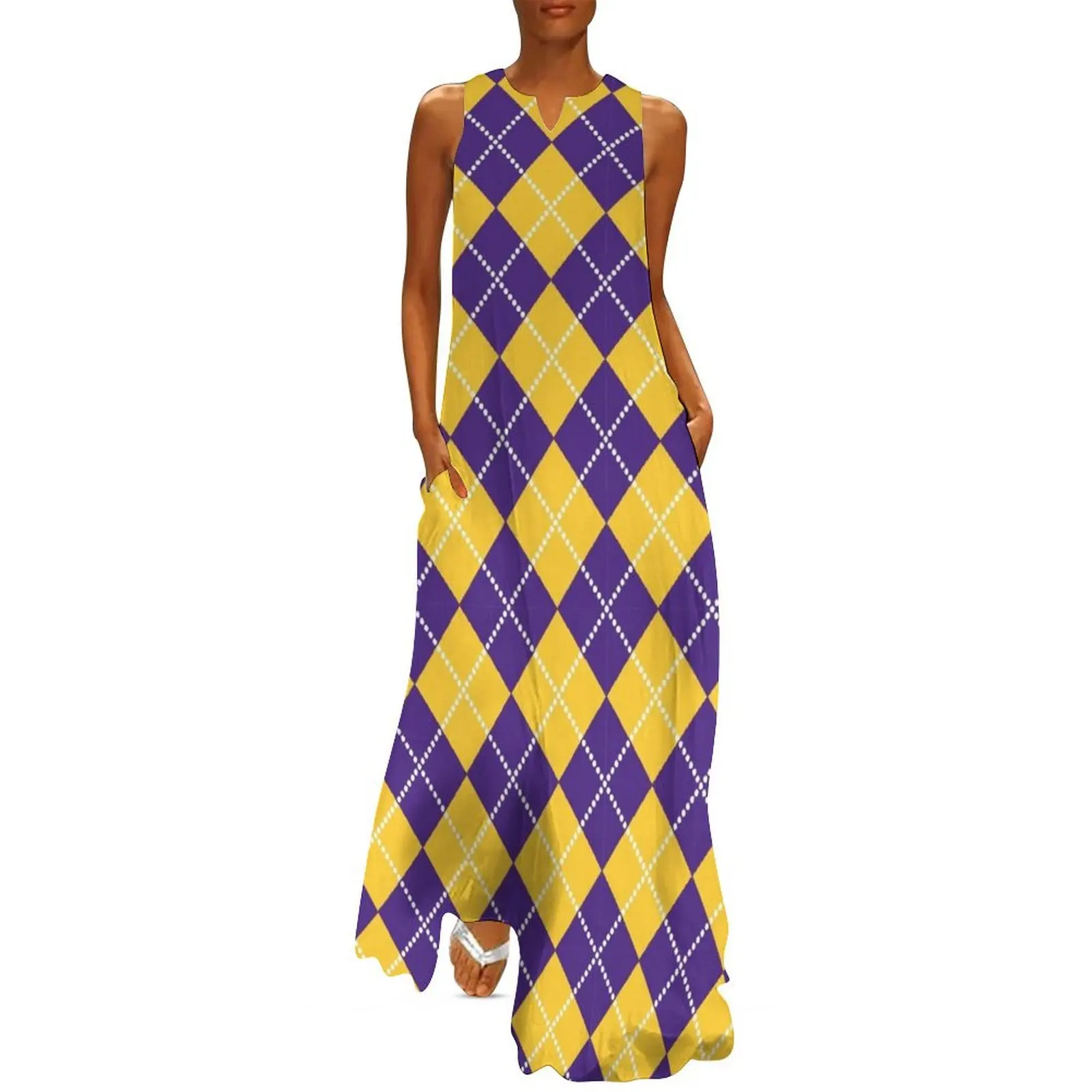 Baton Rouge - Argyle Diamond Long Dress long sleeve dress evening dress