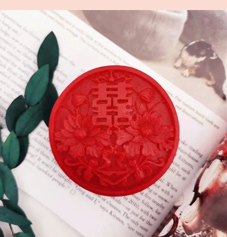 2PCS40g Diamond Heart Round Double Happiness Wedding Handmade Soap Suitable Wedding Gifts Full Color Does Not Fade with Richfoam