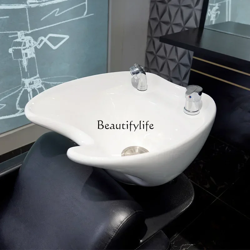 yj5lx29Half-lying barber shop special shampoo bed, high-end hair salon flush bed, European simple hairdressing