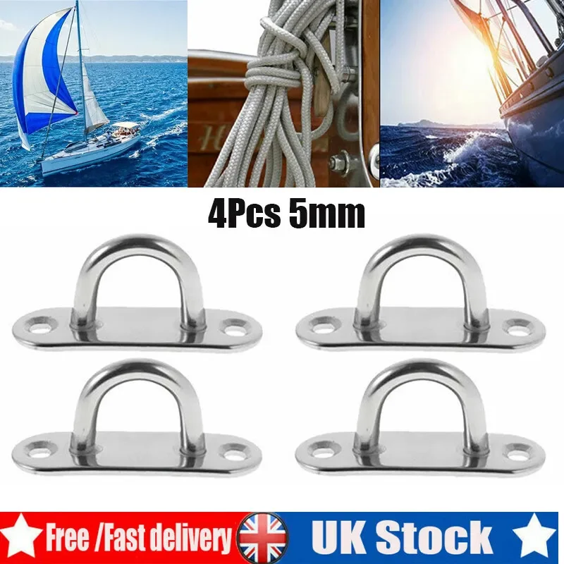 4Pcs 5mm 304 Marine Boat Stainless Steel Oblong Pad Eye Plate Staple Ring Hooks 5mm UK  Pegboard Accessories