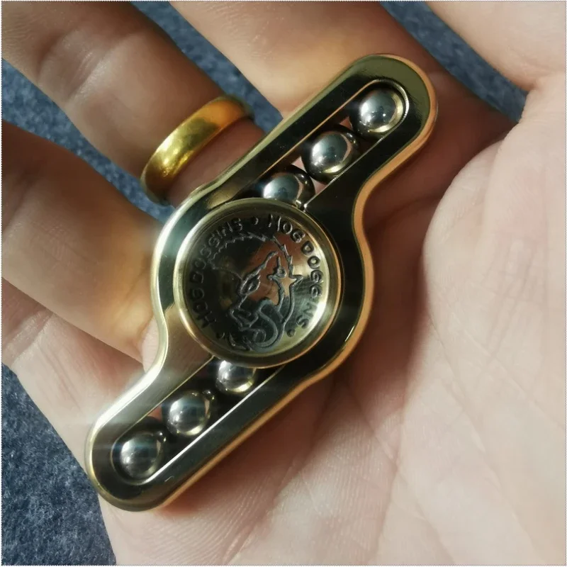 Fingertip Gyro EDC Three-leaf Steel Ball Handmade Copper Fingertip Gyro Decompression and Decompression Artifact Adult Metal Toy