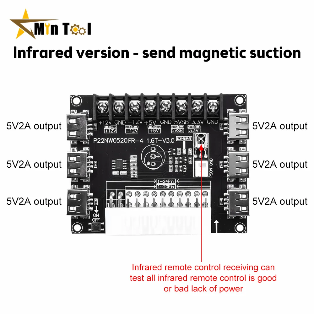 24 Pins/20Pin ATX Power Supply Breakout Board /Acrylic Case Kit Module Adapter Power Connector  Power Supply Accessories