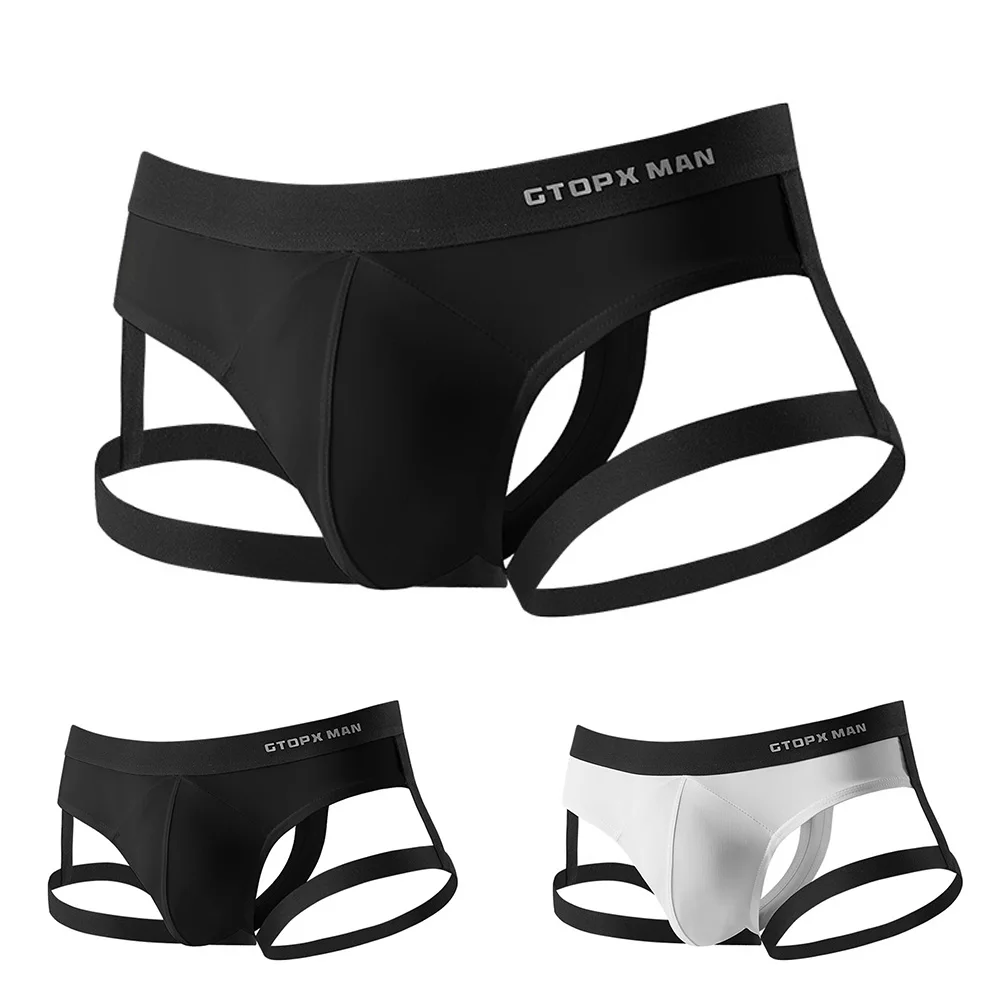 Sexy Men\'s Jockstrap Breathable Panties Bulge Pouch Briefs Elastic Backless Jockstrap Briefs Underpants Underwear Pump Man