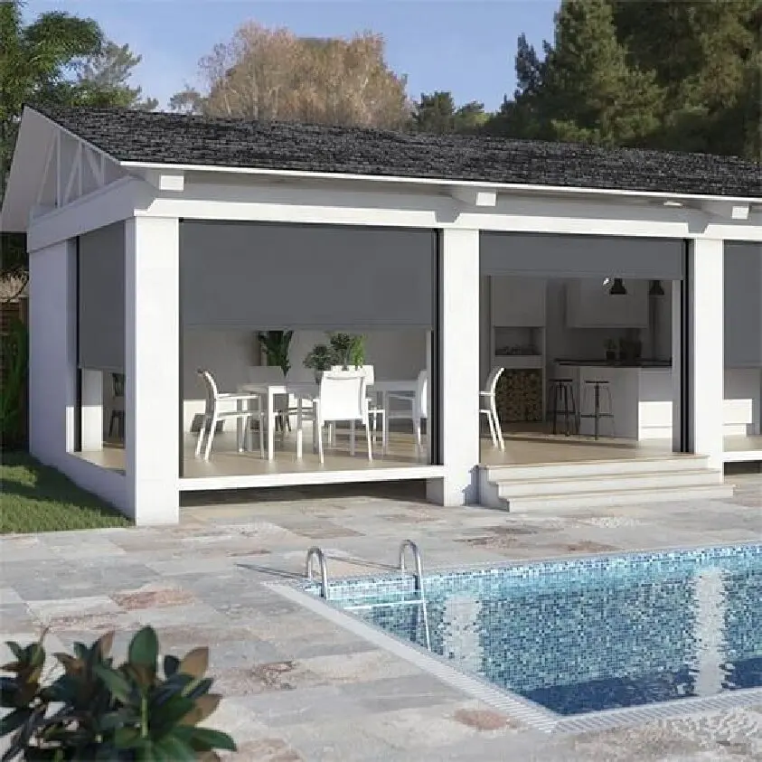 Outdoor Windproof Roller Blinds. Waterproof Sun Shade Screen. UV Protection & Privacy. For Patio Garden Balcony. Easy Install.