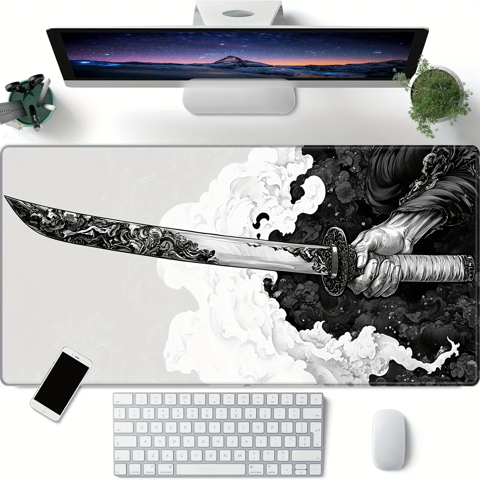 Japanese Katana Mouse Pad Large Computer Office Game Table Mats New XXL Rubber Anti-slip Gaming Keyboard Mousepad Long Desk Pads