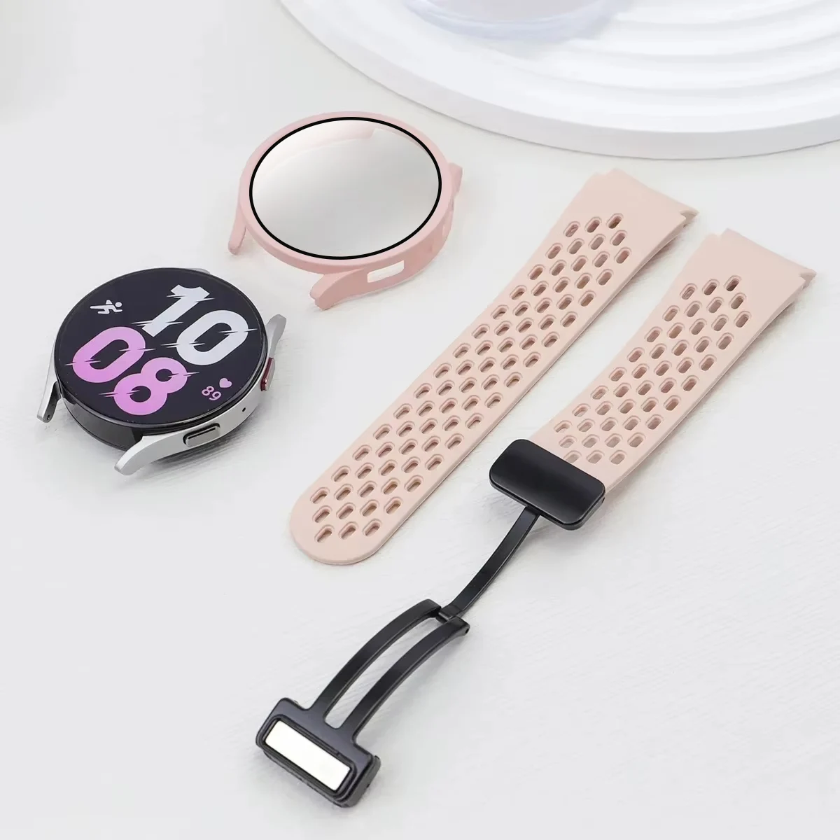 Case + Strap For Samsung Galaxy Watch 7 6 5 4 40 44MM Magnetic Silicone Band Soft Sports Watchband Breathable Men Women Bracelet