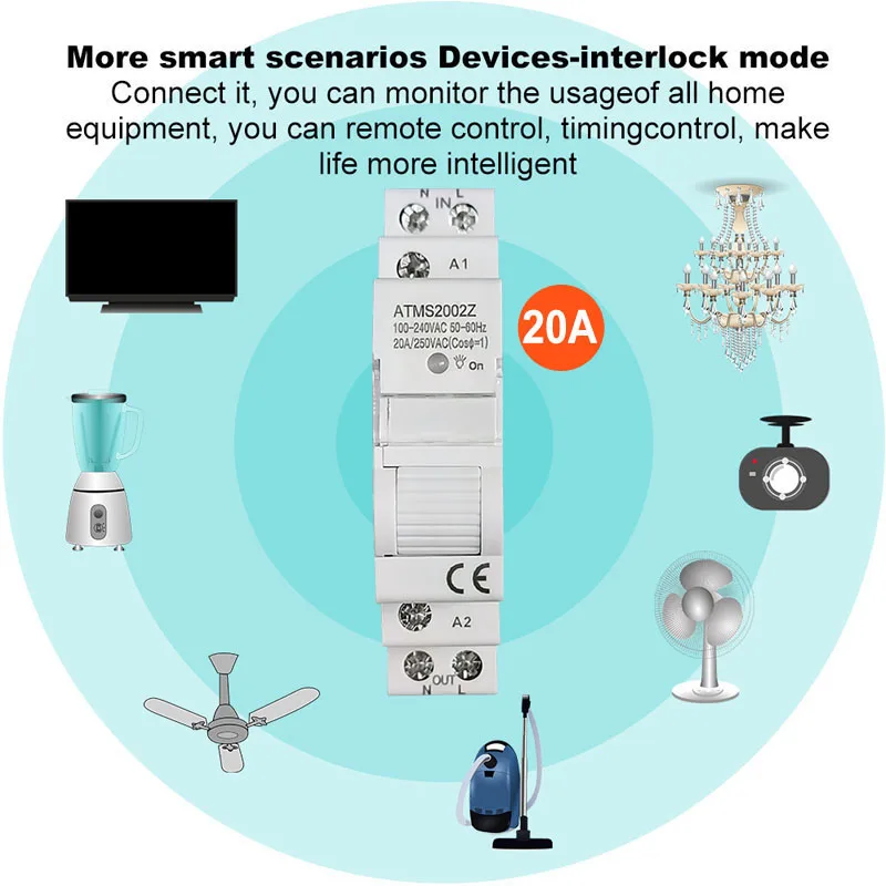 Immagine 4: ZigBee Interruttore 16A Din Rail Energy Monitor Meter Timer Tuya Smart App Control Supporto zigbee2mqtt Alexa Google Home