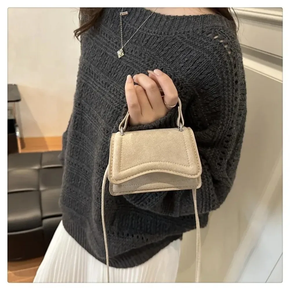 Fashion Suede Crossbody Bag Square Shape Solid Color Shoulder Bag Mini Small Handbag Women