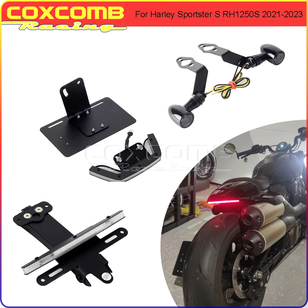 

For Harley Sportster S RH1250S 1250 2021-2023 LED Fender Eliminator License Plate Bracket Tail Light Front Turn Signals Light