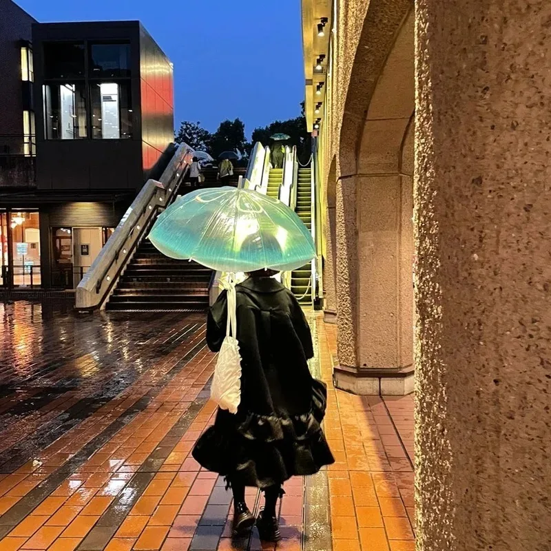 

Jellyfish Umbrella Transparent Long Handle Japanese Series Fully Automatic Thickening, Windproof, Waterproof, Portable