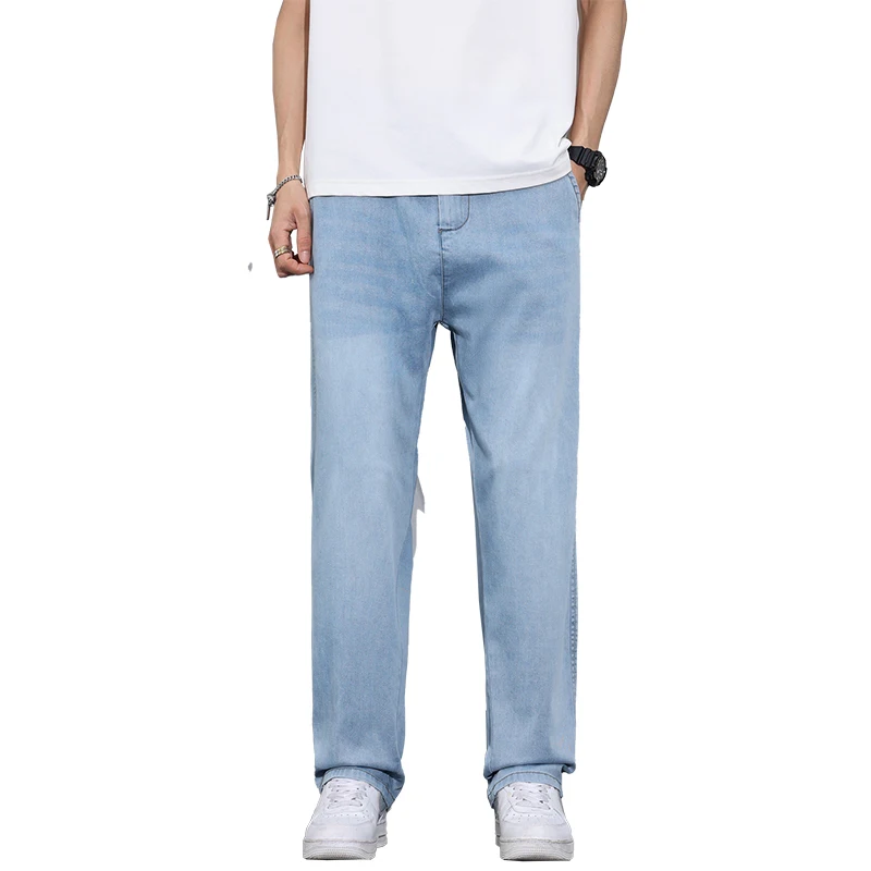 

Men's Thin Denim Jeans New Spring Summer Breathable Lyocell Cotton Blend Business Casual Pants Fashion Streetwear Commuter Urban