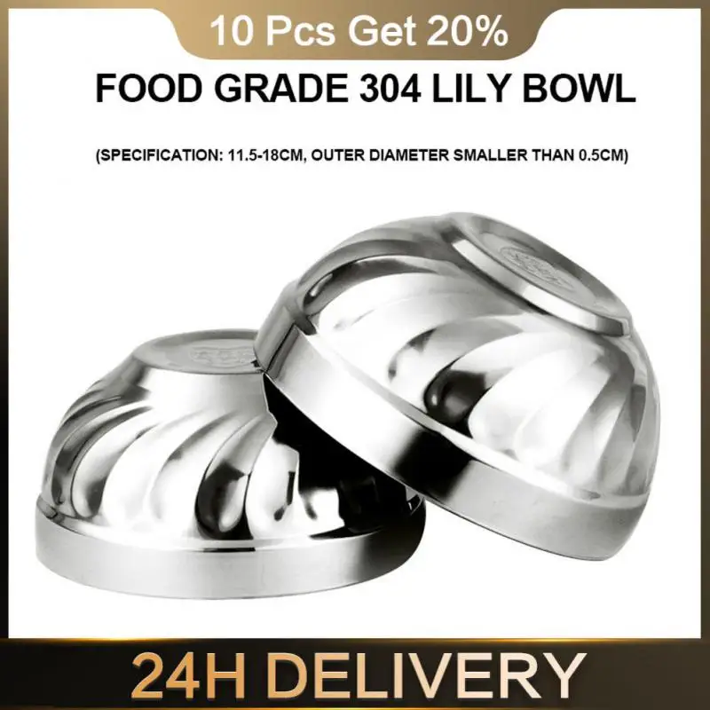 Anti Scalding Bowls 304 Stainless Steel Double-layer Thick Durable Soup Rice Bowls Kindergarten Children's Canteen Bowl