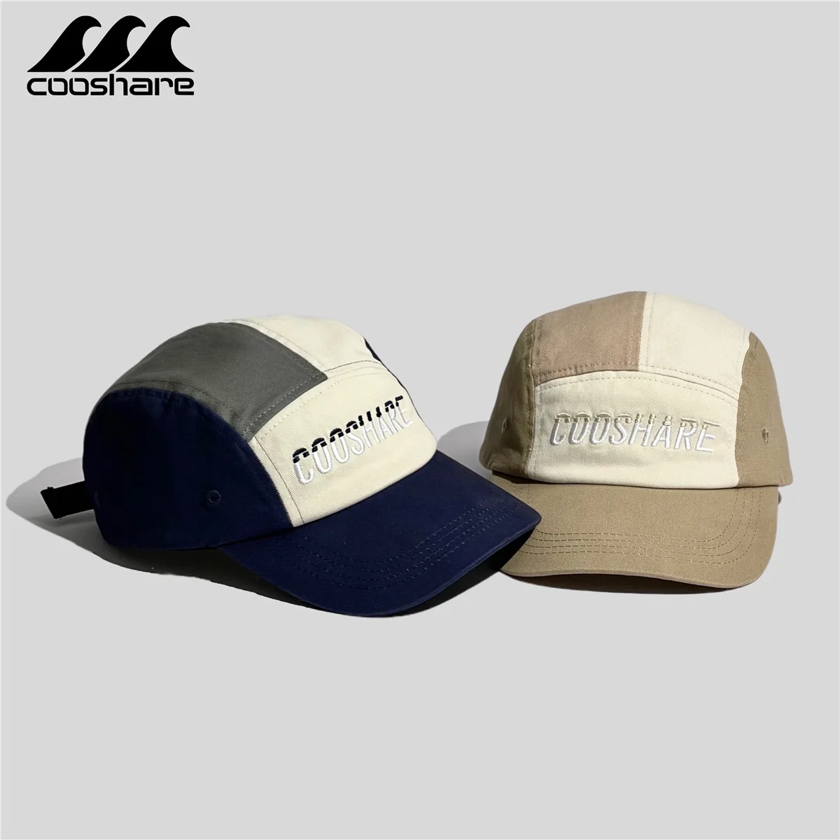 New Color Blocking Five Piece Hat Autumn And Winter Hat Duck Tongue Cap Work Skateboarding Big Head Circumference Baseball Cap