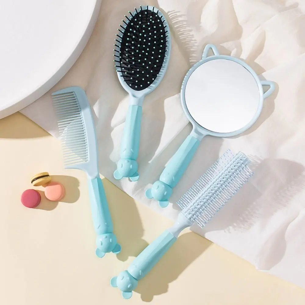 4 teile/satz Candy Farben Massage Kamm Spiegel Set Anti-slip Anti-statische Luft Kissen Kamm Set Weiche Nette Maus design