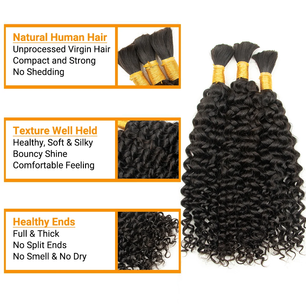 Water Wave Bulk Human Hair for Braiding No Weft Boho Braids Raw Human Hair Extensions For Braids Women Bulk Human Braiding Hair