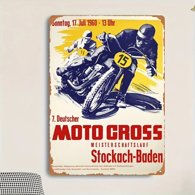 Vintage Motorcycle Race Metal Tin Sign - Retro Wall Art for Home, Bar, Cafe, Garage Decor, , Durable Iron Plaque with 