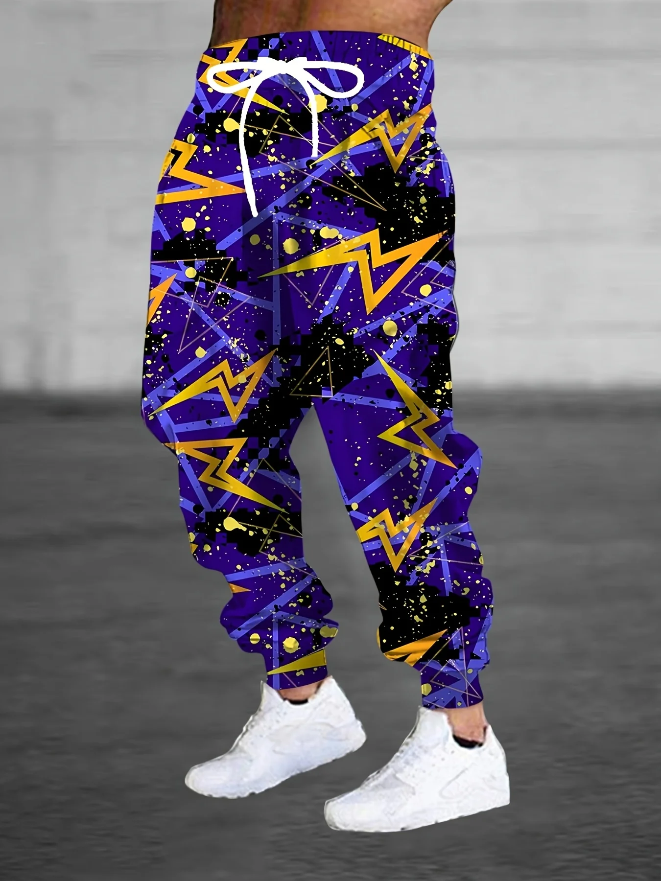 

3D Lightning Prints Street Pants Men's Side Pockets Elastic Drawstring Sweatpants Joggers Pants for Men Casual Trousers Fall