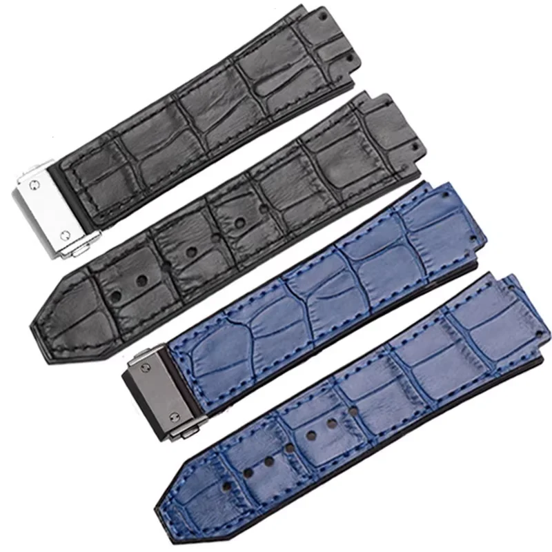 19 x 26 mm echtes Rindsleder-Uhrenarmband für Hublot Yubo Silikonarmband Classic Fusion Big Bang Series Elegante Uhrenarmbänder