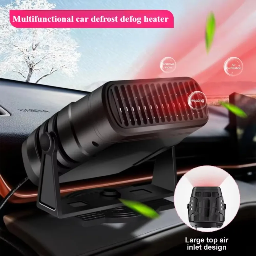 12V/24V Portable Car Heater Car Heater 2-in-1 Heating  Cooling Car Windshield Defogger Car Anti-Fog Heater 360-Degree Rotating