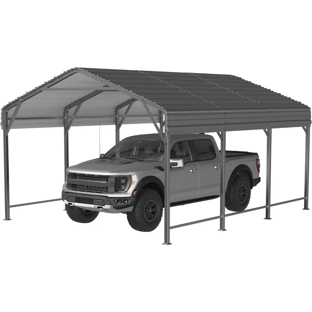 

10×15 FT Heavy Duty Galvanized Metal Carport with Reinforced Base, Outdoor Car Shelter for Vehicles, Boats & Trucks, Customized