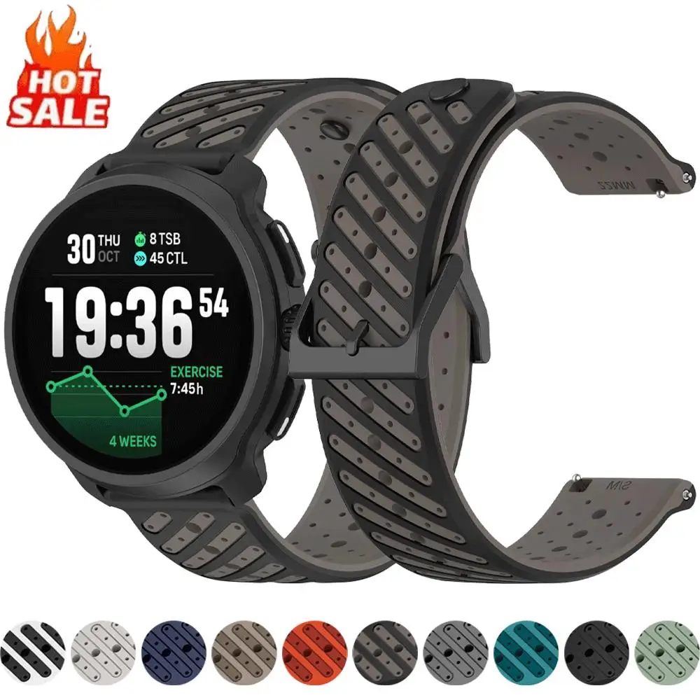 Image of Zweifarbiges Silikonarmband 22 mm für Suunto RACE 2 S/Run/Ocean/Vertical Ersatzband für Suunto 5 9 Peak Pro Armband