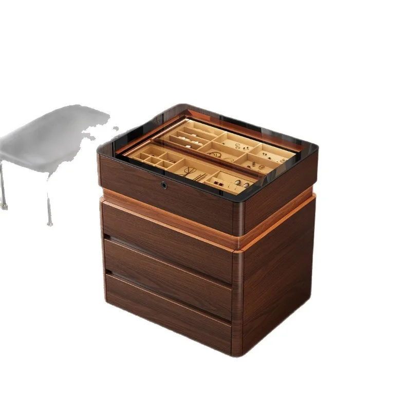 New high-end household solid wood cloakroom Nakajima Taiwan jewelry storage cabinet, multi-layer drawers, log style