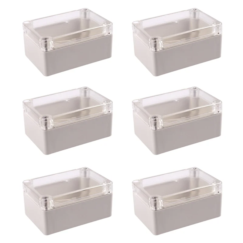

6X Clear Cover Plastic Electronic Project Junction Box 100 X 68 X 50Mm-A68E