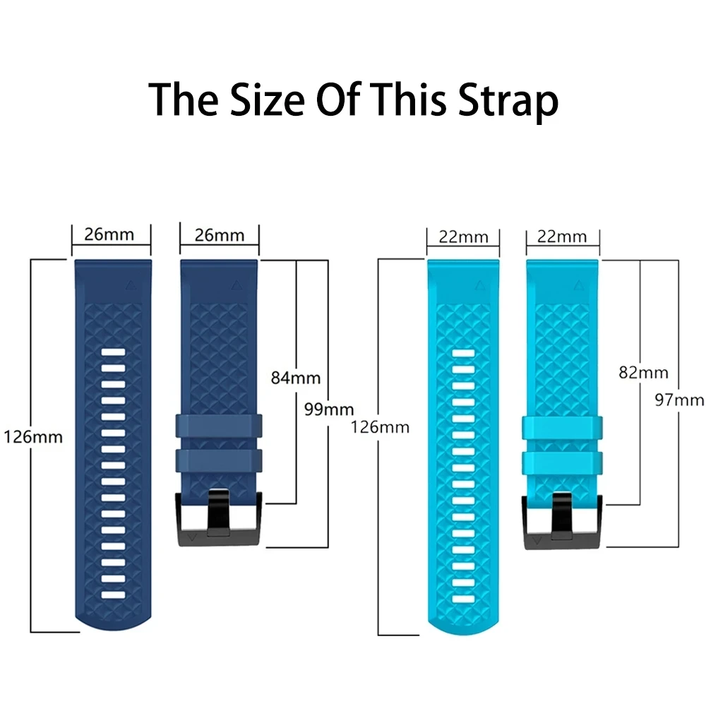 حزام ساعة QuickFit من السيليكون 22/26 ملم سوار معصم للساعة الذكية متوافق مع Garmin Fenix 8 E 7X 6X 5X Epix pro Gen 2