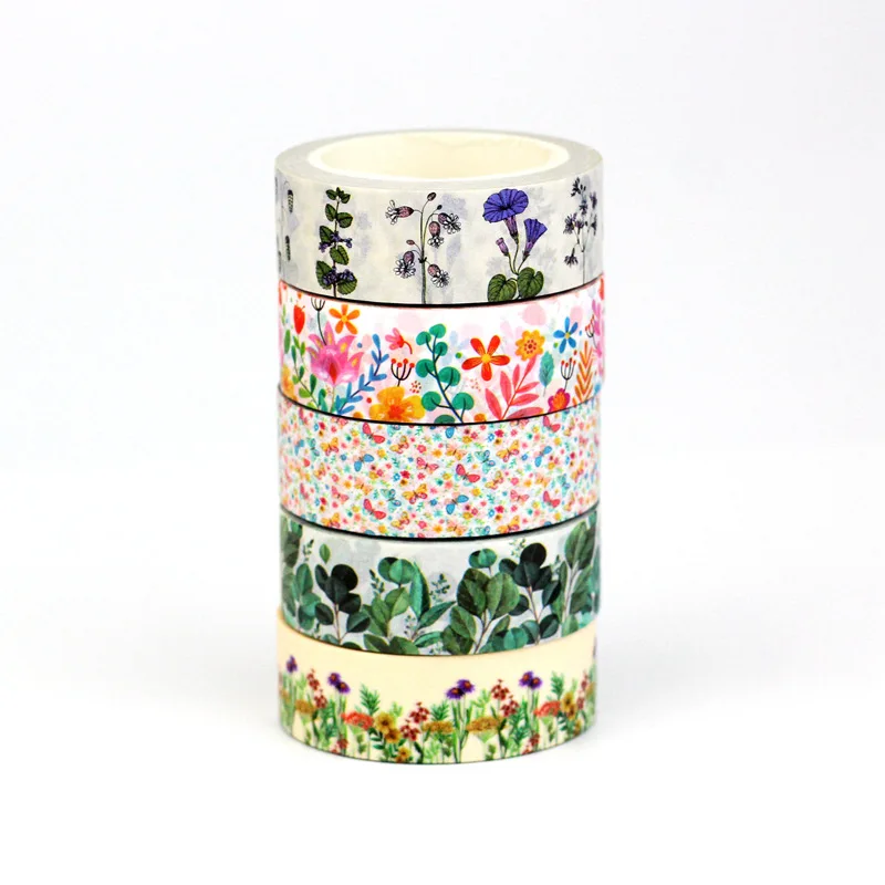 NEW 10PCS./Lot Decorative Spring Flowers and Leaves Washi Tapes Set for Scrapbooking Masking Tape Cute Journaling Papeleria