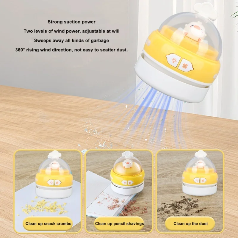 Desktop USB Vacuum Cleaner Portable Cordless Handheld Efficient With Night Light Table Dust Sweeper For Pencil Eraser