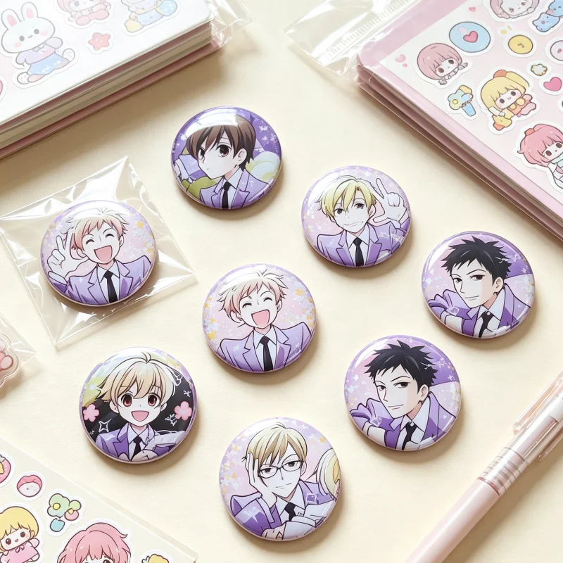 Anime High School Pinback Buttons Set Cute Cosplay Accessory Tin Badge Pins for Backpack Jacket Anime Fan Collectible Gift